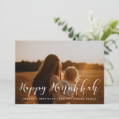 Happy Hanukkah Elegant familieffoto Feestdagenkaart (Staand voorkant)