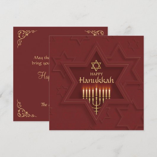 Happy Hanukkah Elegant Feestdagenkaart (Voorkant / Achterkant)