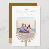 Happy Hanukkah Elegant Golden Menorah Photo Arch Feestdagenkaart (Voorkant / Achterkant)