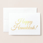 Happy Hanukkah elegant script typografie aangepast Folie Kaarten (Voorkant met envelop)