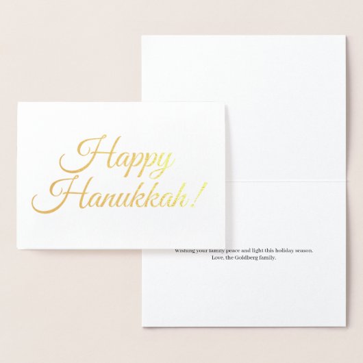 Happy Hanukkah elegant script typografie aangepast Folie Kaarten (Display)
