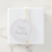 Happy Hanukkah Elegant Silver Foil Milgrain Border Bedankjes Labels (Met doos)