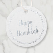 Happy Hanukkah Elegant Silver Foil Milgrain Border Bedankjes Labels (Voorkant)