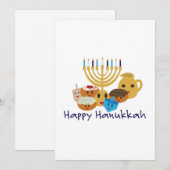 Happy Hanukkah en leuke Hanukkah personages Feestdagenkaart (Voorkant / Achterkant)