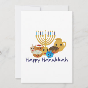 Happy Hanukkah en leuke Hanukkah personages Feestdagenkaart