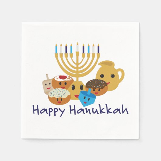 Happy Hanukkah en leuke Hanukkah personages Servet (Voorkant)