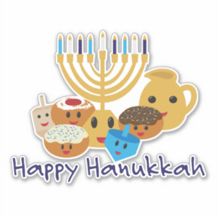 Happy Hanukkah en leuke Hanukkah personages Sticker