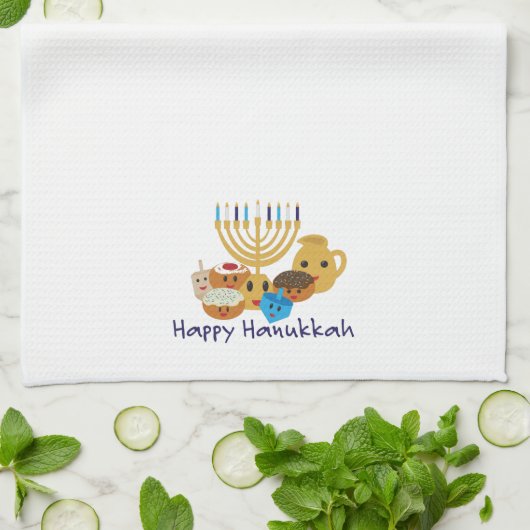 Happy Hanukkah en leuke Hanukkah personages Theedoek (Gevouwen)