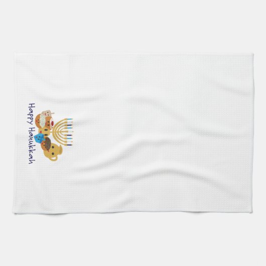 Happy Hanukkah en leuke Hanukkah personages Theedoek (Horizontaal)