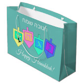 Happy Hanukkah English Hebrew Groot Cadeauzakje (Achterkant Gekanteld)