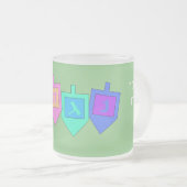 Happy Hanukkah English Hebrew Matglas Koffiemok (Voorkant rechts)