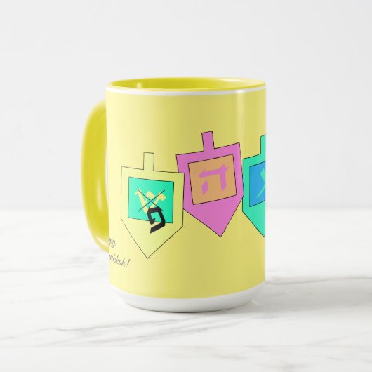 Happy Hanukkah English Hebrew Mok (Voorkant links)