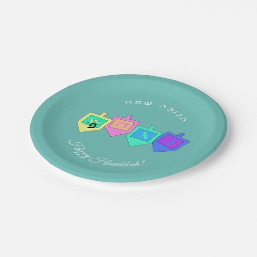 Happy Hanukkah English Hebrew Papieren Bordje (Gekanteld)