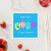 Happy Hanukkah English Hebrew Servet (Insitu)