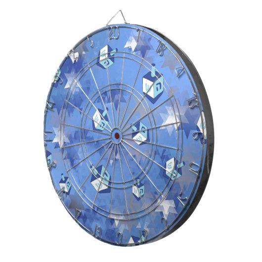 Happy Hanukkah Falling Star en Dreidels Dartbord (Voorkant Rechts)