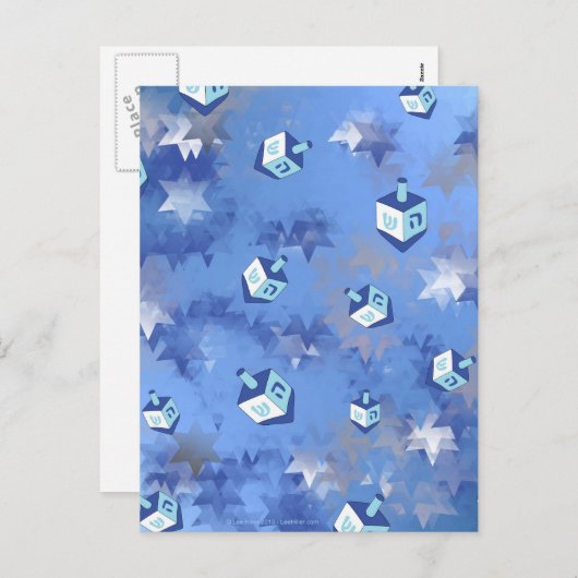 Happy Hanukkah Falling Star en Dreidels Feestdagenkaart (Voorkant / Achterkant)