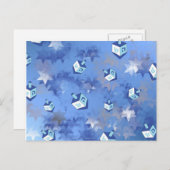 Happy Hanukkah Falling Star en Dreidels Feestdagenkaart (Voorkant / Achterkant)