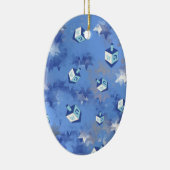 Happy Hanukkah Falling Star en Dreidels Keramisch Ornament (Rechts)