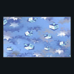 Happy Hanukkah Falling Star en Dreidels Rechthoekige Sticker<br><div class="desc">Je bekijkt het Lee Hiller Design Collectie. Apparel,  Gifts & Collectibles Lee Hiller Photography of Digital Art Collectie. Je kunt haar Natuur fotografie uitzichten op http://HikeOurPlanet.com/ en haar wandelende blog volgen in Hot Springs National Park.</div>