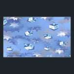 Happy Hanukkah Falling Star en Dreidels Rechthoekige Sticker<br><div class="desc">Je bekijkt het Lee Hiller Design Collectie. Apparel,  Gifts & Collectibles Lee Hiller Photography of Digital Art Collectie. Je kunt haar Natuur fotografie uitzichten op http://HikeOurPlanet.com/ en haar wandelende blog volgen in Hot Springs National Park.</div>