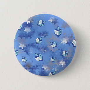 Happy Hanukkah Falling Star en Dreidels Ronde Button 5,7 Cm