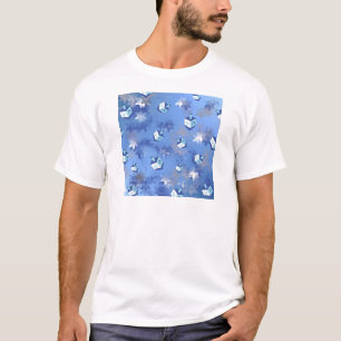 Happy Hanukkah Falling Star en Dreidels T-shirt