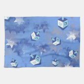 Happy Hanukkah Falling Star en Dreidels Theedoek (Horizontaal)
