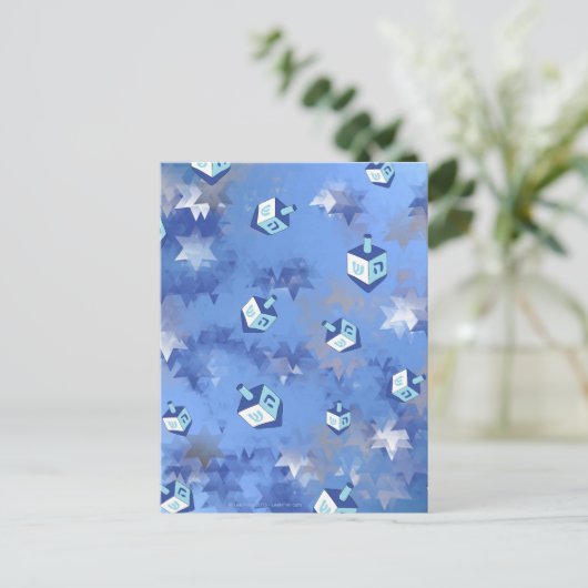 Happy Hanukkah Falling Stars and Dreidels Feestdagenkaart (Staand voorkant)