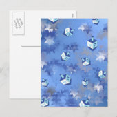 Happy Hanukkah Falling Stars and Dreidels Feestdagenkaart (Voorkant / Achterkant)