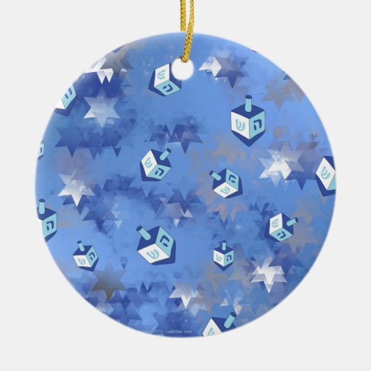 Happy Hanukkah Falling Stars and Dreidels Keramisch Ornament (Voorkant)