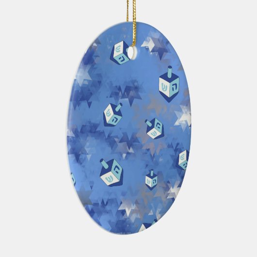 Happy Hanukkah Falling Stars and Dreidels Keramisch Ornament (Rechts)