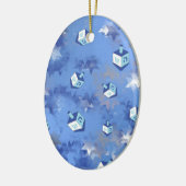 Happy Hanukkah Falling Stars and Dreidels Keramisch Ornament (Links)