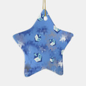 Happy Hanukkah Falling Stars and Dreidels Keramisch Ornament (Rechts)