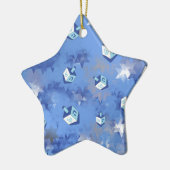 Happy Hanukkah Falling Stars and Dreidels Keramisch Ornament (Links)