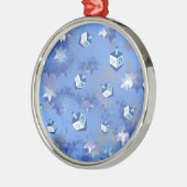 Happy Hanukkah Falling Stars and Dreidels Metalen Ornament (Links)