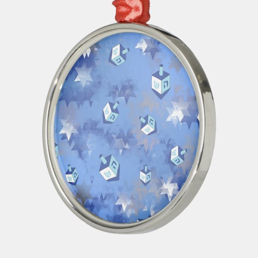 Happy Hanukkah Falling Stars and Dreidels Metalen Ornament (Links)