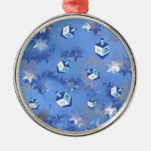 Happy Hanukkah Falling Stars and Dreidels Metalen Ornament (Voorkant)