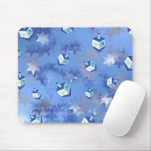 Happy Hanukkah Falling Stars and Dreidels Muismat (Met muis)