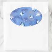 Happy Hanukkah Falling Stars and Dreidels Ovale Sticker (Tas)