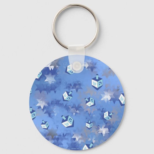 Happy Hanukkah Falling Stars and Dreidels Sleutelhanger (Voorkant)