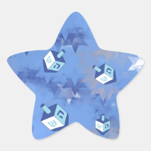 Happy Hanukkah Falling Stars and Dreidels Ster Sticker