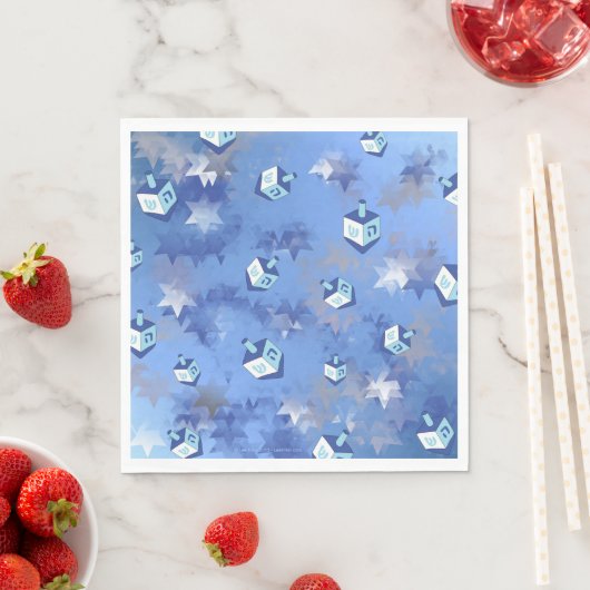 Happy Hanukkah Falling Stars en Dreidels Napkins Servet (Insitu)