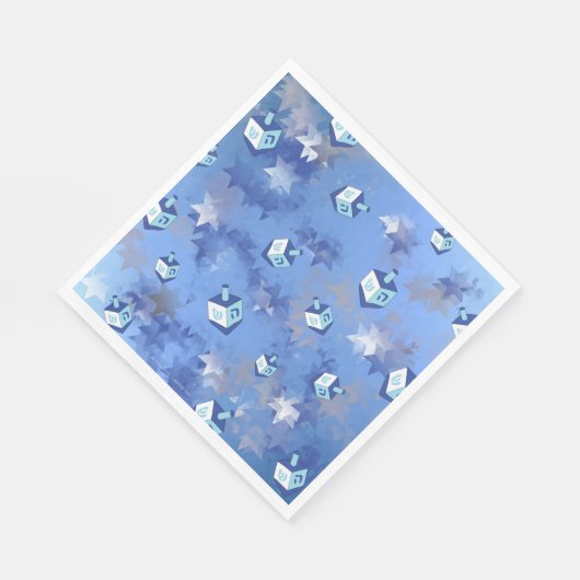 Happy Hanukkah Falling Stars en Dreidels Napkins Servet (Hoek)