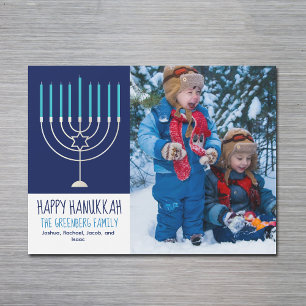 Happy Hanukkah familie Foto Menorah Magnet Card
