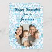 Happy Hanukkah family photo card personalize Feestdagenkaart (Voorkant / Achterkant)