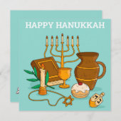 Happy Hanukkah Feestdagenkaart (Voorkant / Achterkant)