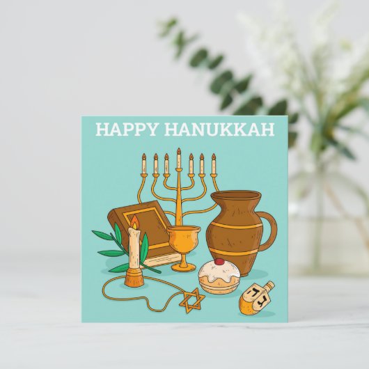 Happy Hanukkah Feestdagenkaart (Staand voorkant)