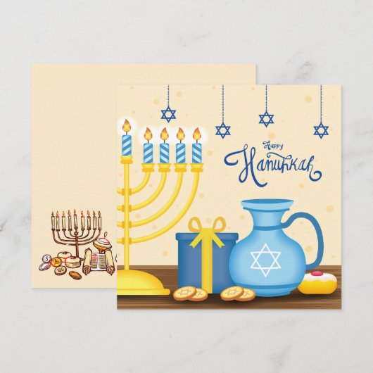 Happy Hanukkah Feestdagenkaart (Voorkant / Achterkant)