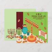 Happy Hanukkah Feestdagenkaart (Voorkant / Achterkant)