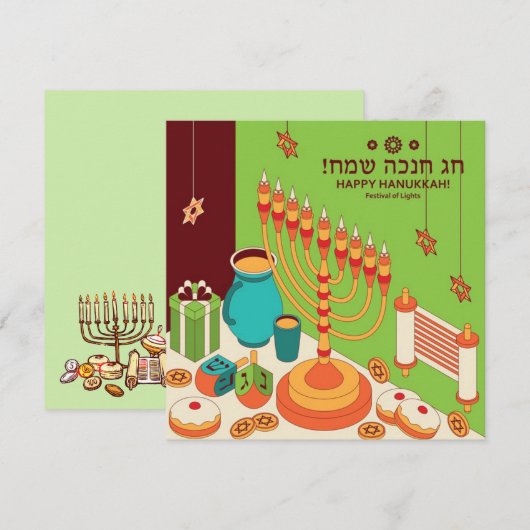 Happy Hanukkah Feestdagenkaart (Voorkant / Achterkant)